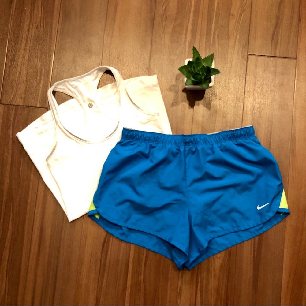 NikeFit Teal Blue Lime Green Shorts. Size: S